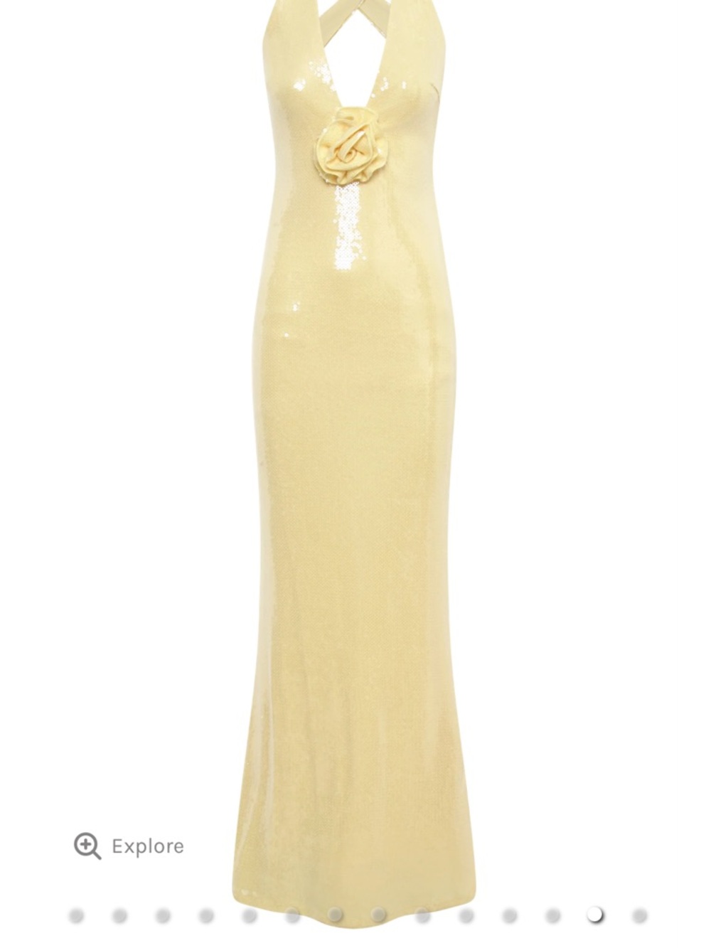 Meshki Yellow Satin Maxi Dress with Floral Detail - Picture 3 of 5